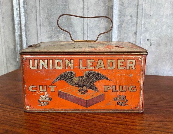 cut plug tobacco Antique Union Leader Cut Plug Tobacco Tin