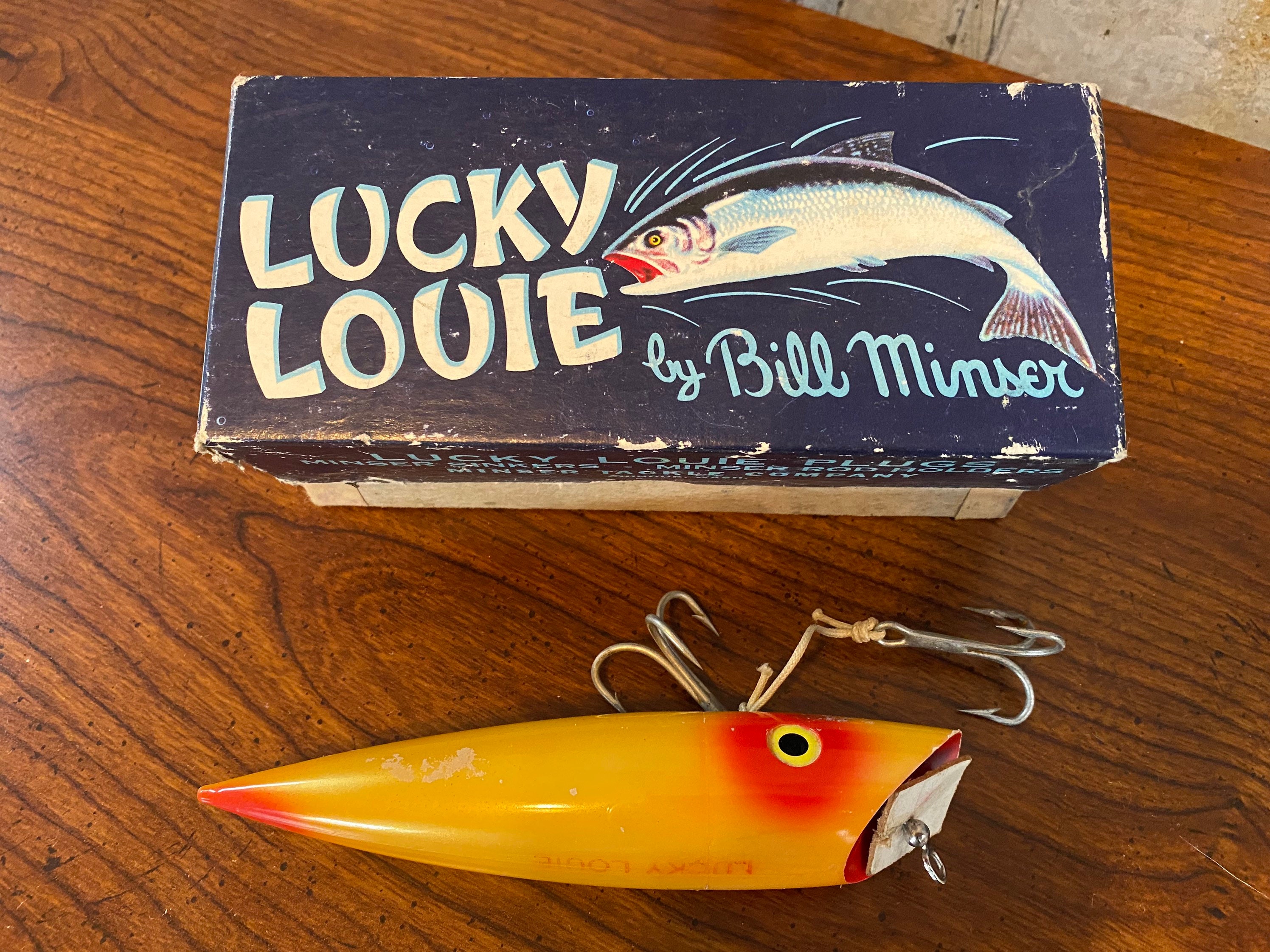 Vintage Lucky Louie Golden Pearl Fishing Lure 