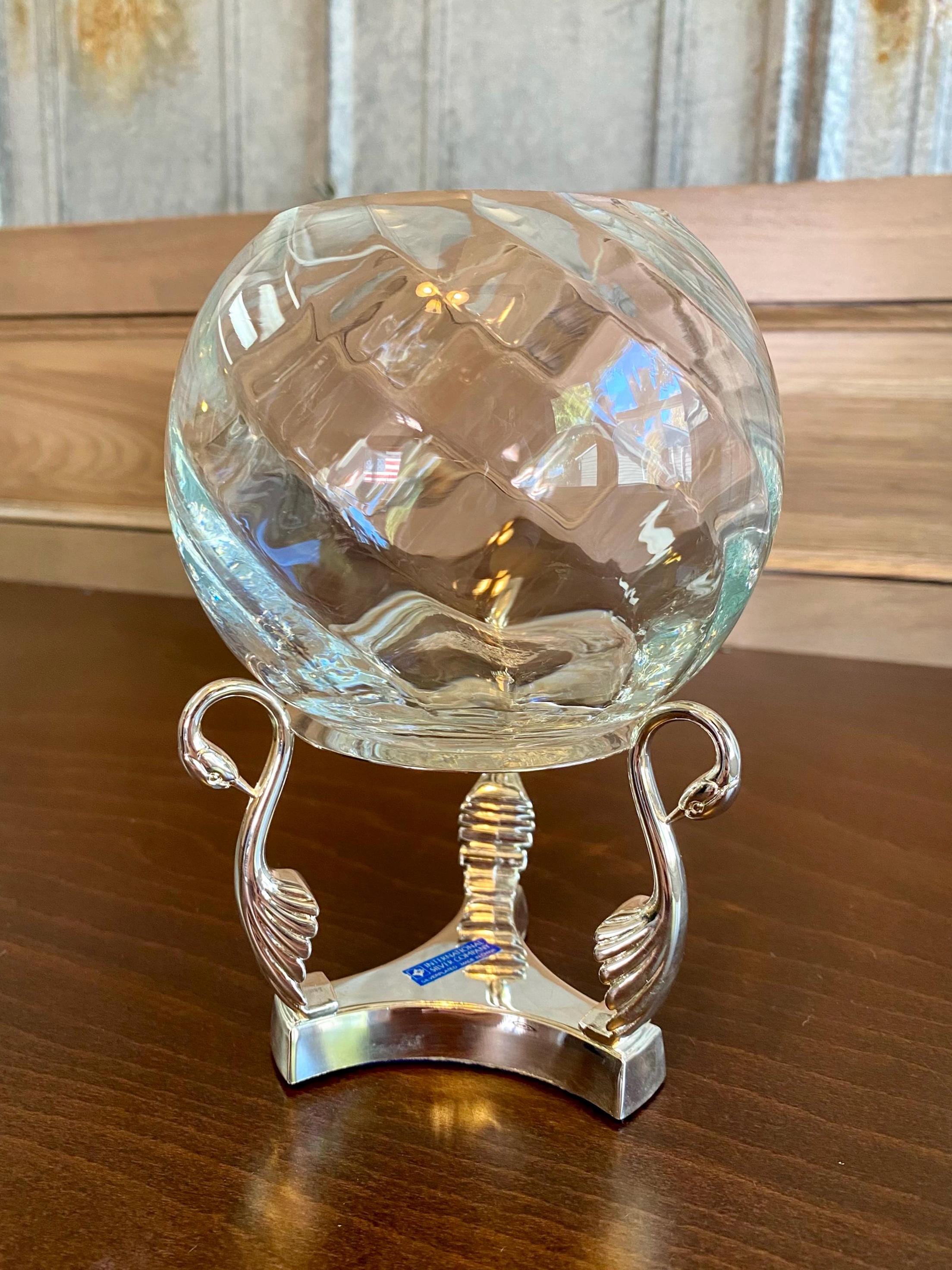 Vintage International Silver Co. Silver Plated Swan Glass Bowl - Etsy