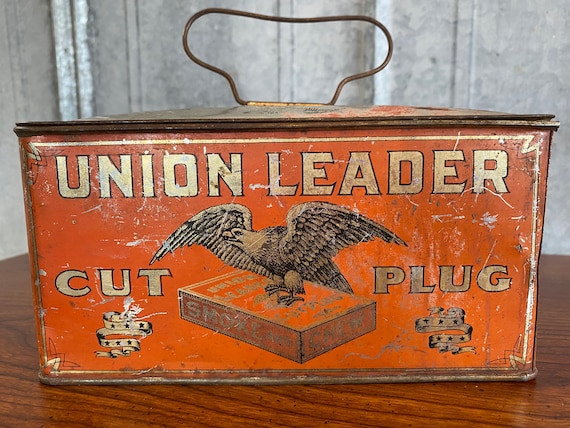 Antique Union Leader Cut Plug Tobacco Tin