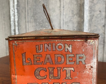 Antique Union Leader Cut Plug Tobacco Tin