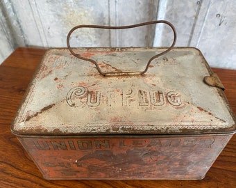 ヴィンテージ タバコ缶 UNION LEADER CUT PLUG TIN OLD UNION LEADER CUT PLUG TOBACCO TIN | eBay