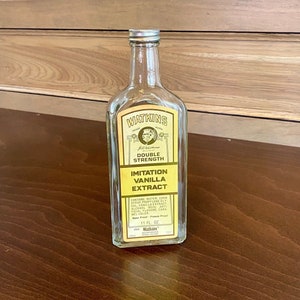 Vintage Watkins Embossed Vanilla Extract Glass Bottle
