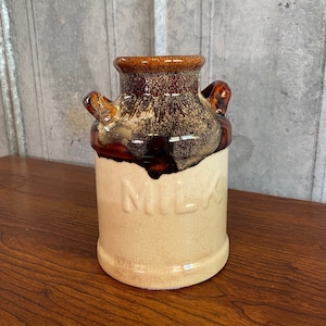 Vintage Artistic Glazed Ceramic Milk Bottle