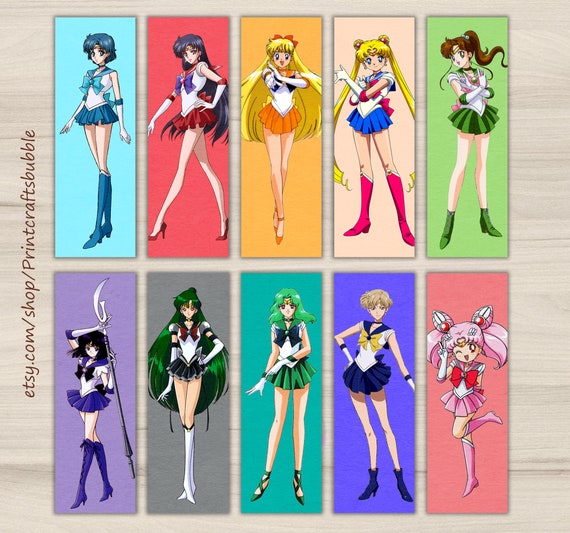 sailor moon crew bookmark printable bookmarks template etsy