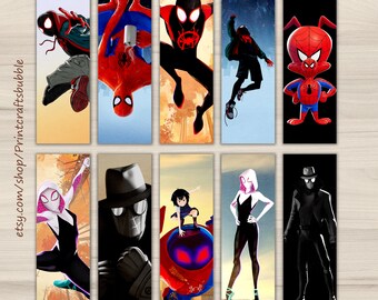 Spiderman Bookmarks, Spider verse, Printable Bookmarks Template, Printable Bookmarks Set, Digital Bookmark Template, Instant Download, Book