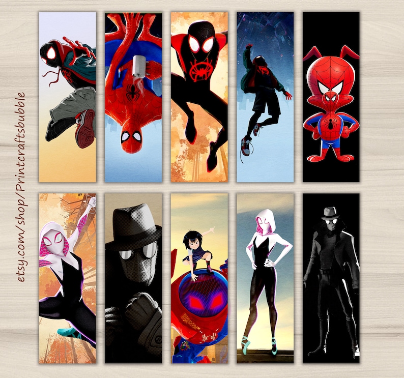 Spiderman Bookmarks Spider Verse Printable Bookmarks - Etsy