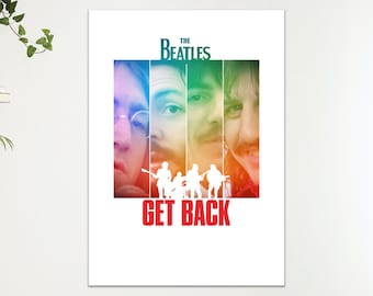 Póster de la película musical "Get Back The Beatles", impresión artística de pared, regalo, tamaño A4 y A3