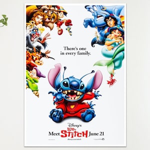 Póster de la película clásica Lilo y Stitch, impresión artística de pared, regalo, tamaño A4, A3