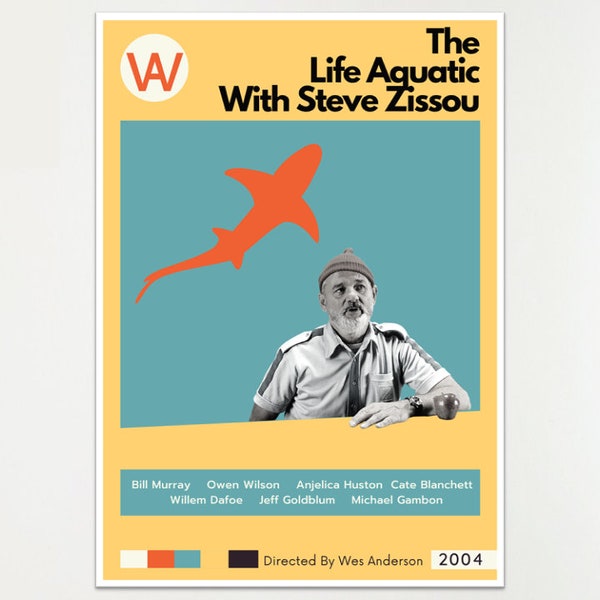 The Life Aquatic With Steve Zissou W.A Collection Wes Anderson Movie Film Poster Print Wall Art Gift  A4 A3