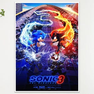 Sonic The Hedgehog 3 Movie Art Film Poster Print Wall Art Gift  A4 A3