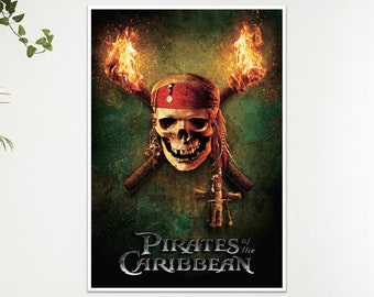 Pirates Of The Caribbean Skull Poster: Movie Film Wall Art