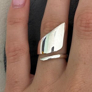 Silver Sail Ring – Adjustable Statement Jewellery - Open / Cuff