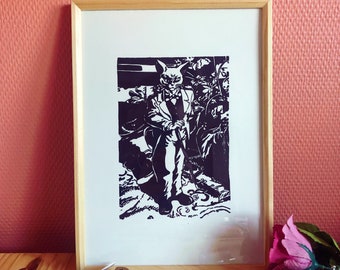 Linograbado Le Baron - Susurro del corazón, Impresión hecha a mano