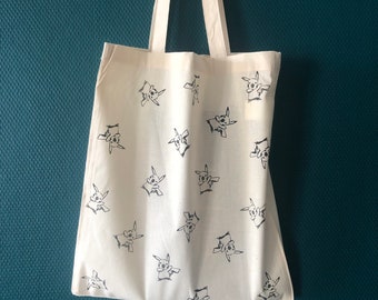 Linograbado sobre ToteBag Pokémon (Elige tu Pokémon) - Impresión a mano. Linograbado sobre ToteBag Pokémon - Impresión hecha a mano.