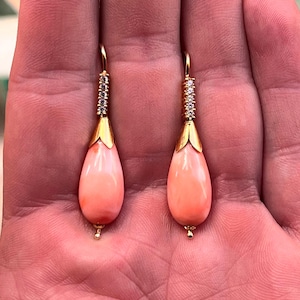 Made in Italy Drop Coral Earrings, Real Coral Jewelry, Handmade Love Gift, Friendship Earrings, Gift for Her, Boyfriend