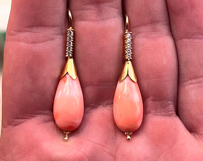Made in Italy Drop Coral Earrings, Real Coral Jewelry, Handmade Love Gift, Friendship Earrings, Gift for Her, Boyfriend