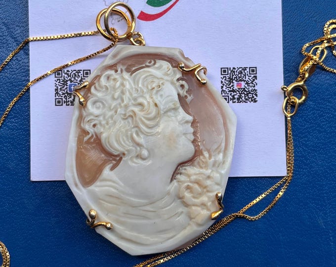 Handmade Shell Cameo Necklace: Liberty Style Italian Art