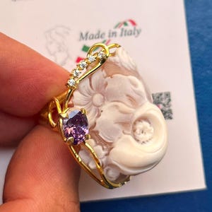 Anello Cammeo Incisione Vintage Style, Cameo Ring, Engraved Detail, Italy Inspired Jewelry image 18