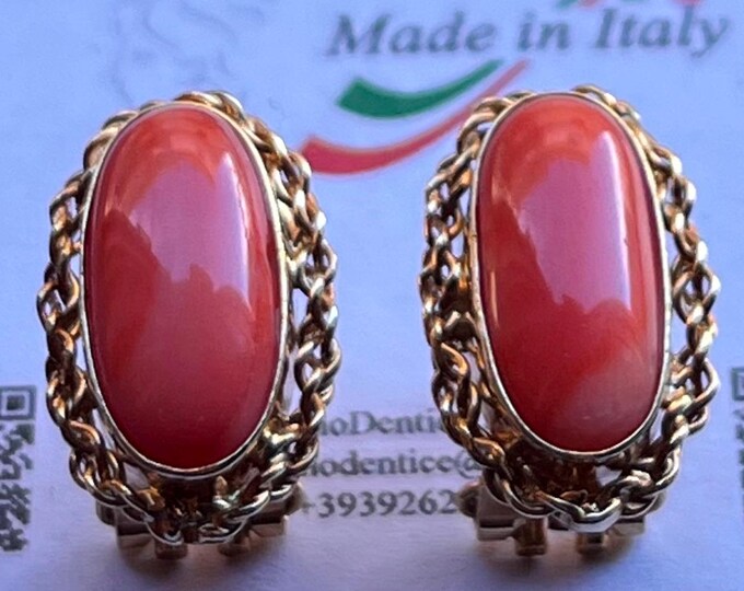 Handmade Mediterranean Red Coral Earrings in 18K Gold – Elegant Italian Jewelry Gift