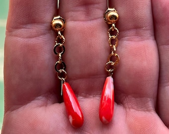 Coral Drop Earrings: Elegant Mediterranean Style Jewelry