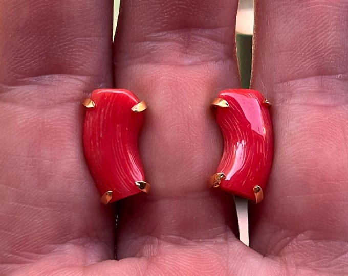 Orecchini Corallo Artigianali, Corallo Rosso Naturale, Made in Italy, Gemma di Corallo Naturale, Regalo Elegante