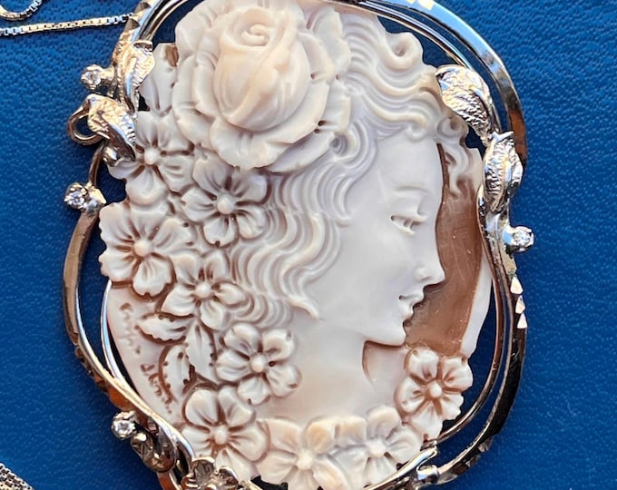 Cameo necklace, 18 karat gold jewelry, gift for her, custom cameo, wedding fall, anniversary gift, exclusive women's jewelry