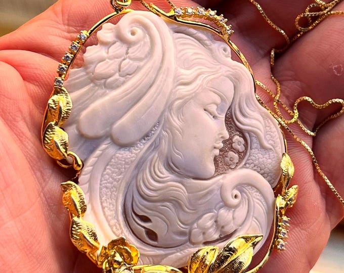 Handmade Shell Cameo Unique Jewel, Handcrafted Sculpture Christmas Gift, Gift For Her