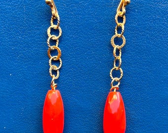 Orecchini corallo rosso mediterraneo originale pendenti pendoli regalo per lei gioiello originale