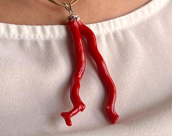 Handmade 925 Silver Coral Pendant: Original Branch Jewelry
