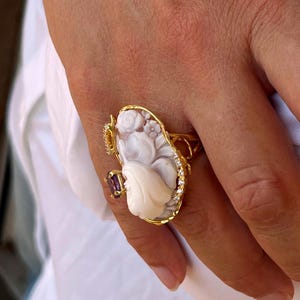 Anello Cammeo Incisione Vintage Style, Cameo Ring, Engraved Detail, Italy Inspired Jewelry image 20