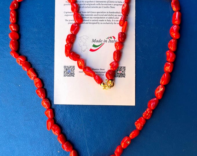 Mediterranean Coral Necklace: Italian Boho Choker, 77 Carats