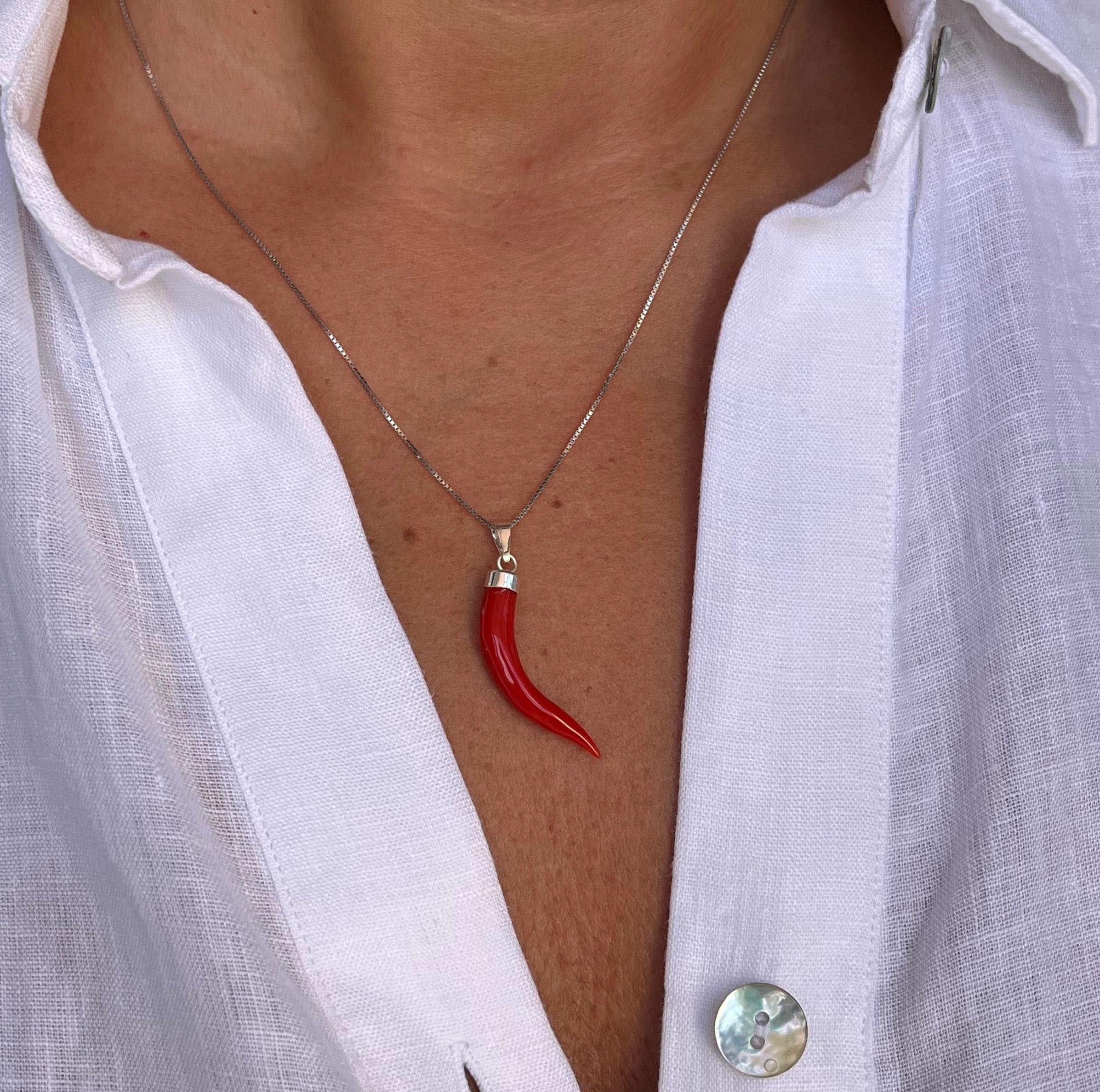 Genuine Red Coral Italian Horn Necklace - Lucky Neapolitan