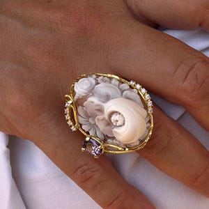 Anello Cammeo Incisione Vintage Style, Cameo Ring, Engraved Detail, Italy Inspired Jewelry image 4