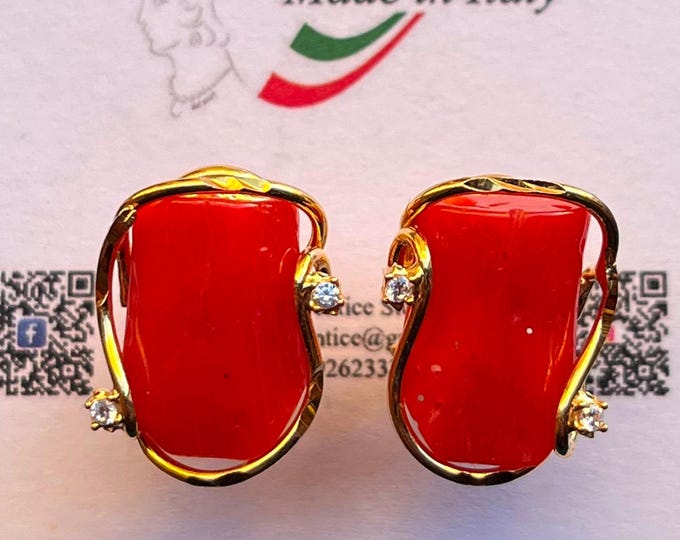 Coral Branch Earrings: Natural Red Coral, Made in Italy