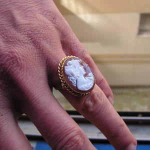 Cameo Ring Carved Shell Cameo lady Estate ITALY BEAUTIFUL 7,5 Elegant bridesmaid wedding occasion gift
