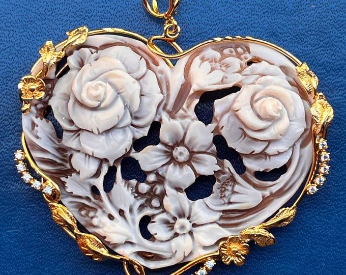 Love Pendant, Handmade Shell Cameo, Made in Italy, Bridal Gift, Wedding Jewelry, Jewelry for Her