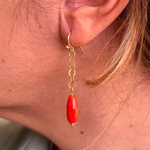 orecchini corallo rosso mediterraneo originale pendenti pendoli regalo per lei gioiello originale image 7