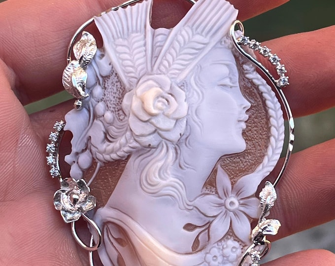 Prosperity Pendant Made in Italy, Handmade Shell Cameo, Italian Jewelry, Artisan Gift, Gift for Her
