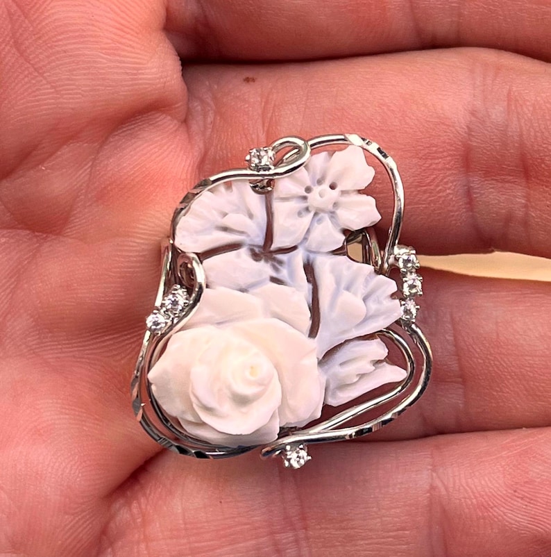 Anello cammeo fiore floreale regalo donna elegante regolabile artigianale lavorato a mano made in italy imagem 5