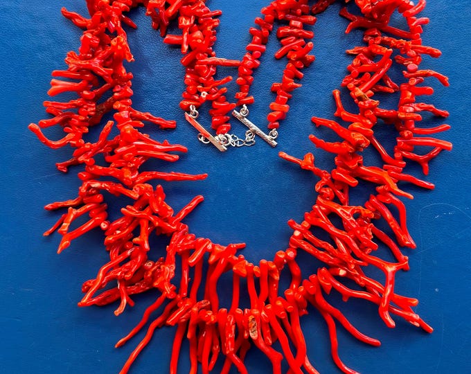 Handmade Coral Statement Necklace: Italian Design, Oxblood Red Jewelry