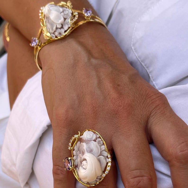 Anello Cammeo Incisione Vintage Style, Cameo Ring, Engraved Detail, Italy Inspired Jewelry image 15