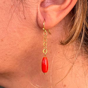 orecchini corallo rosso mediterraneo originale pendenti pendoli regalo per lei gioiello originale image 4