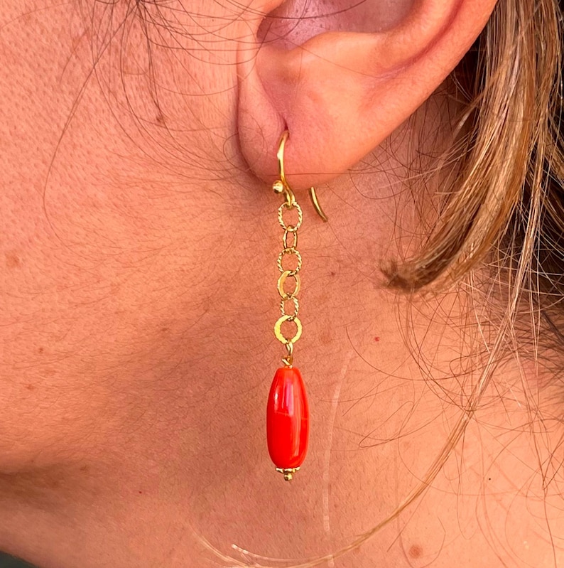 orecchini corallo rosso mediterraneo originale pendenti pendoli regalo per lei gioiello originale image 4