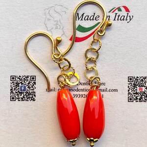 orecchini corallo rosso mediterraneo originale pendenti pendoli regalo per lei gioiello originale image 2