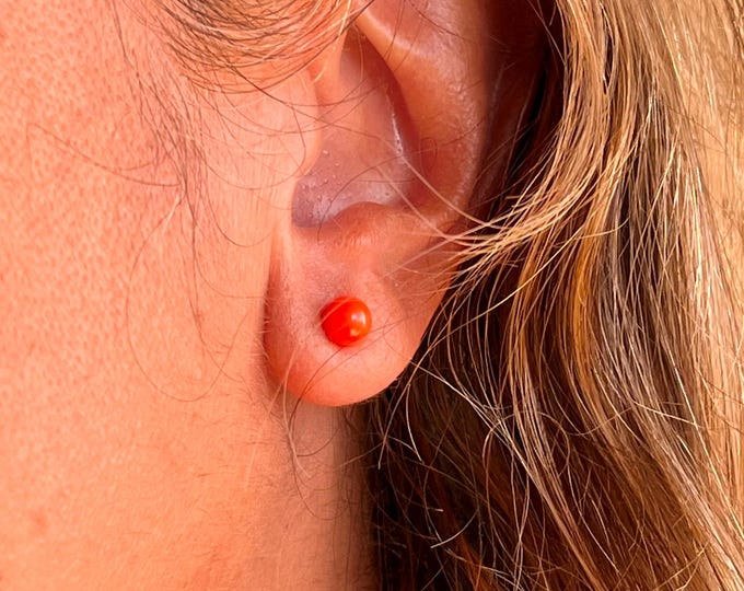 Coral Earrings, Natural Coral Beads, Red Color Jewelry, Amulet, Protective Jewel, Gift for Her