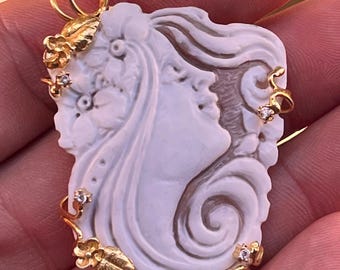 Cammeo Artigianale in Argento, Pendente Cammeo Vintage, Gioiello Unico, Regalo per Lei, Stile Classico
