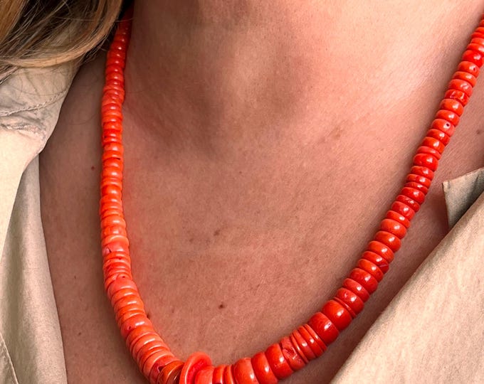 Genuine Coral Necklace, Natural Coral Pendant, Ethnic Style Jewelry, Gift for Her, Handmade Coral Jewelry