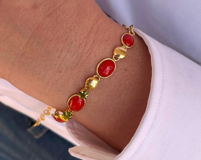 Coral Bracelet: Handcrafted Red Coral & Sterling Silver - Italian Jewelry