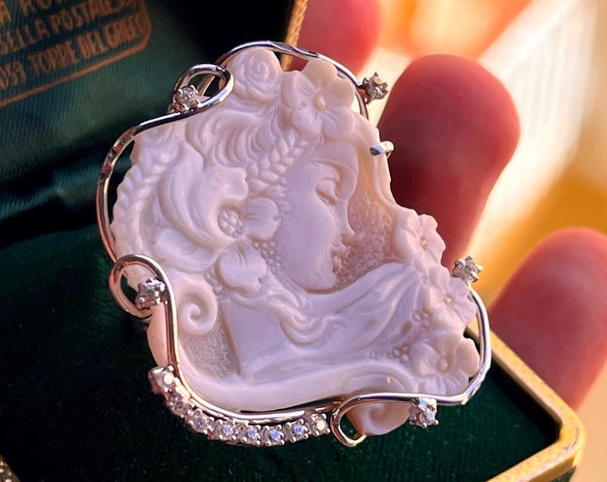 Victorian Carved Shell Cornelian Estate Cameo Ring ITALY BEAUTIFUL 7  ADJUSTABLE